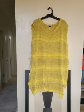 Free People Yellow Sleeveless Knit Tunic